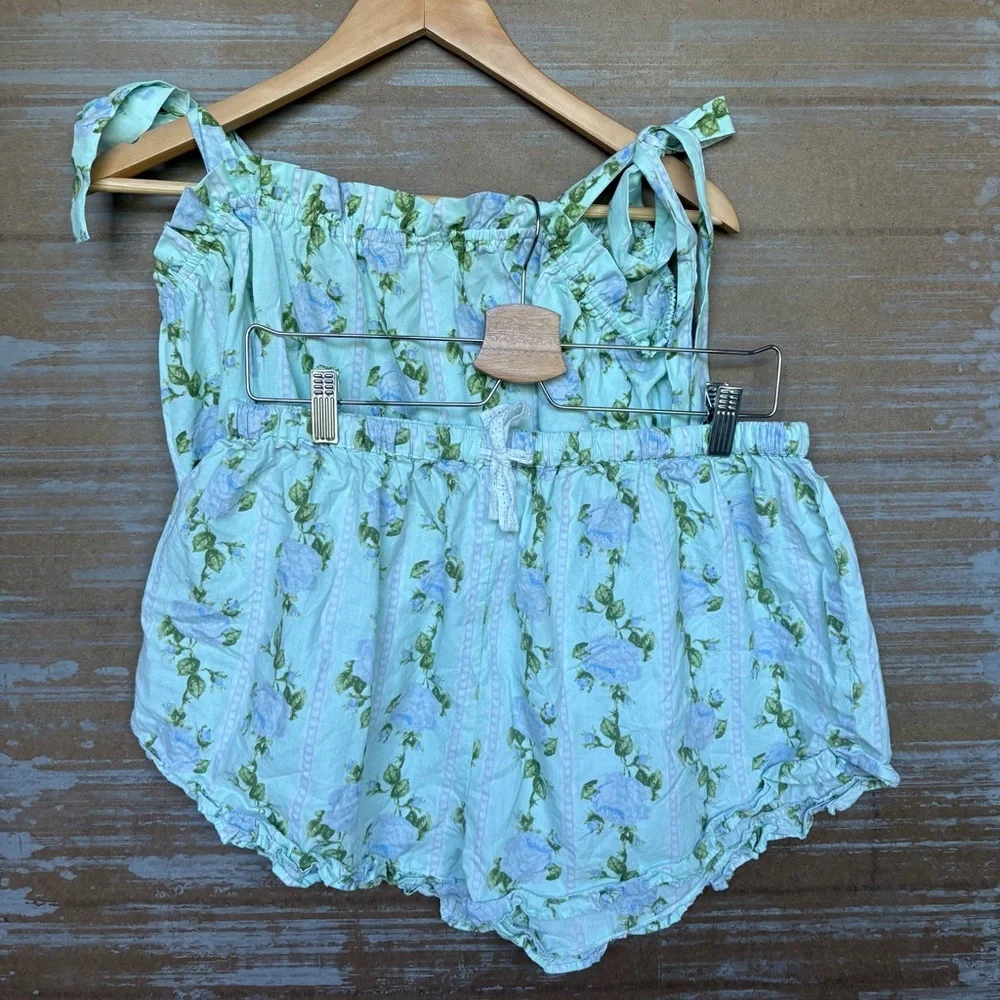 8 Oak Lane Magnolia Floral Pajamas Lounge Classic Preppy Lace Womens L/XL - Picture 3 of 8